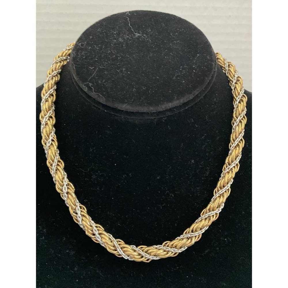 vintage Monet multi-strand twisted rope chain necklace Two Tone Estate Jewelry